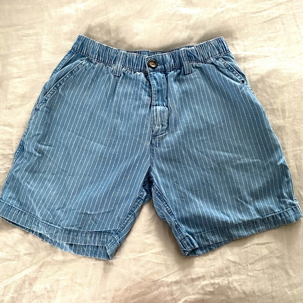 Chubbies Nautical by Nature in denim blue white stripes shorts